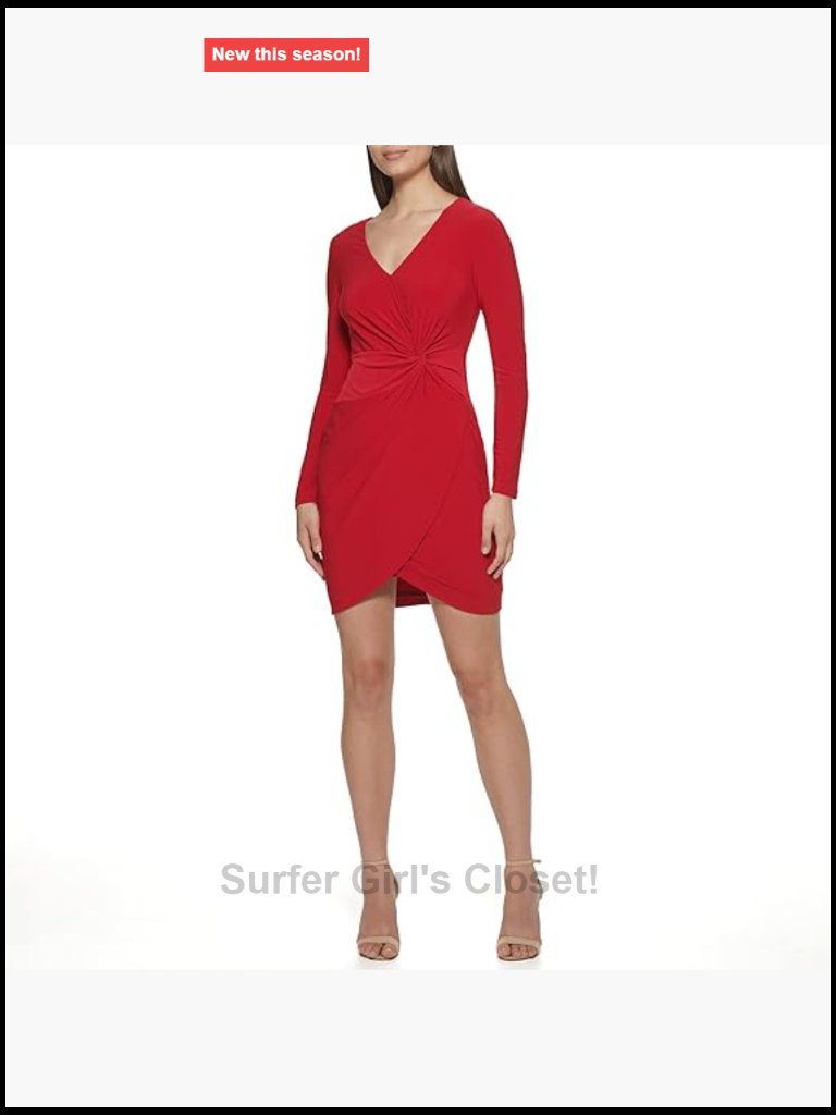 Knot Detail Fitted Long Sleeve V-Neck Bodycon Dress